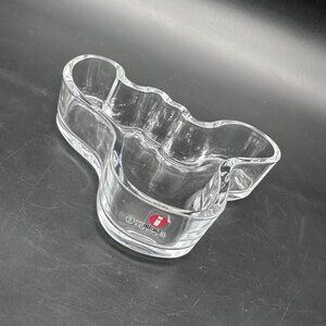 iittala Finland Alvar Aalto Modernist Abstract Glass Bowl Dish Clear Amoeba